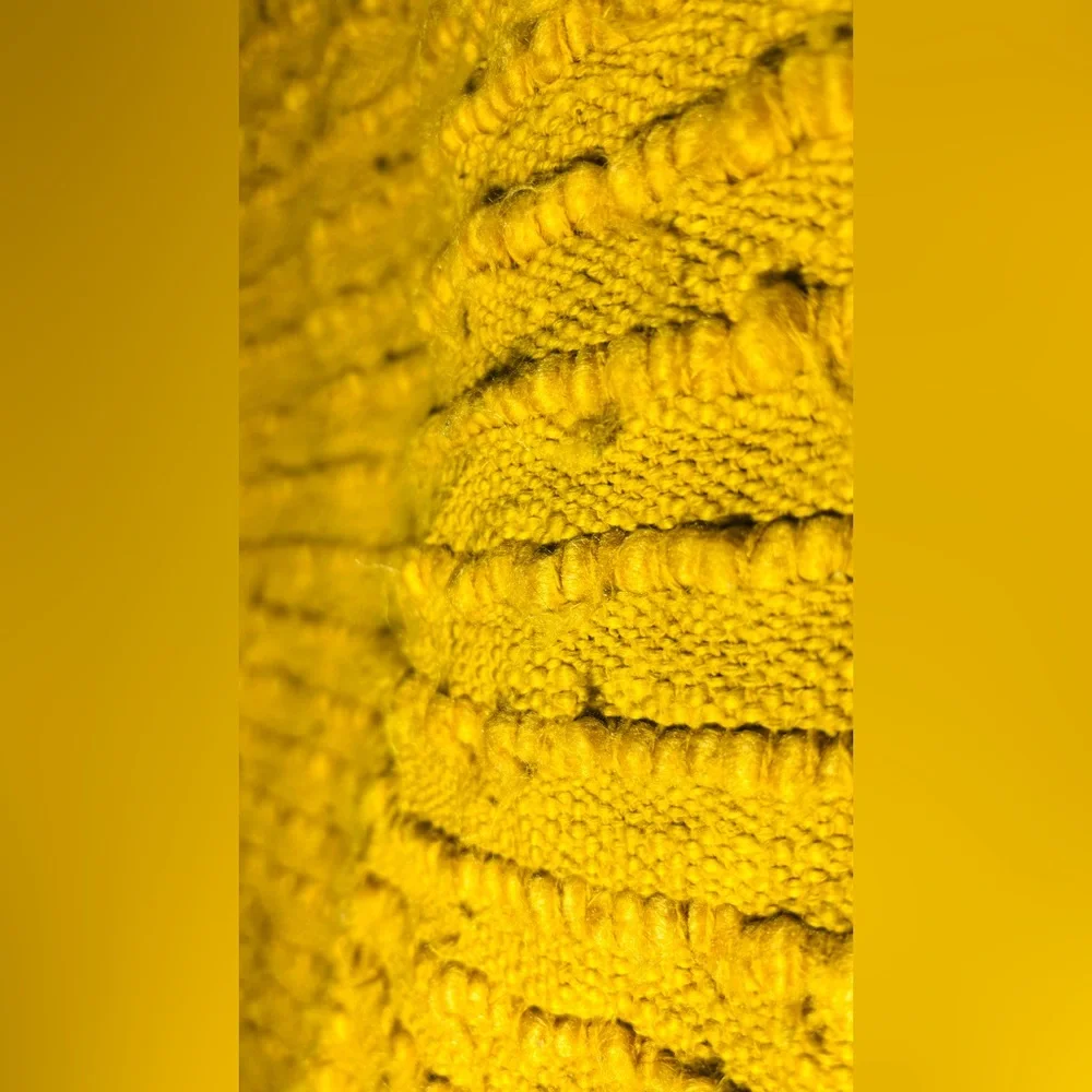 West Elm Mustard Yellow Textured Throw Blanket | Cotton Blend | Boho Decor